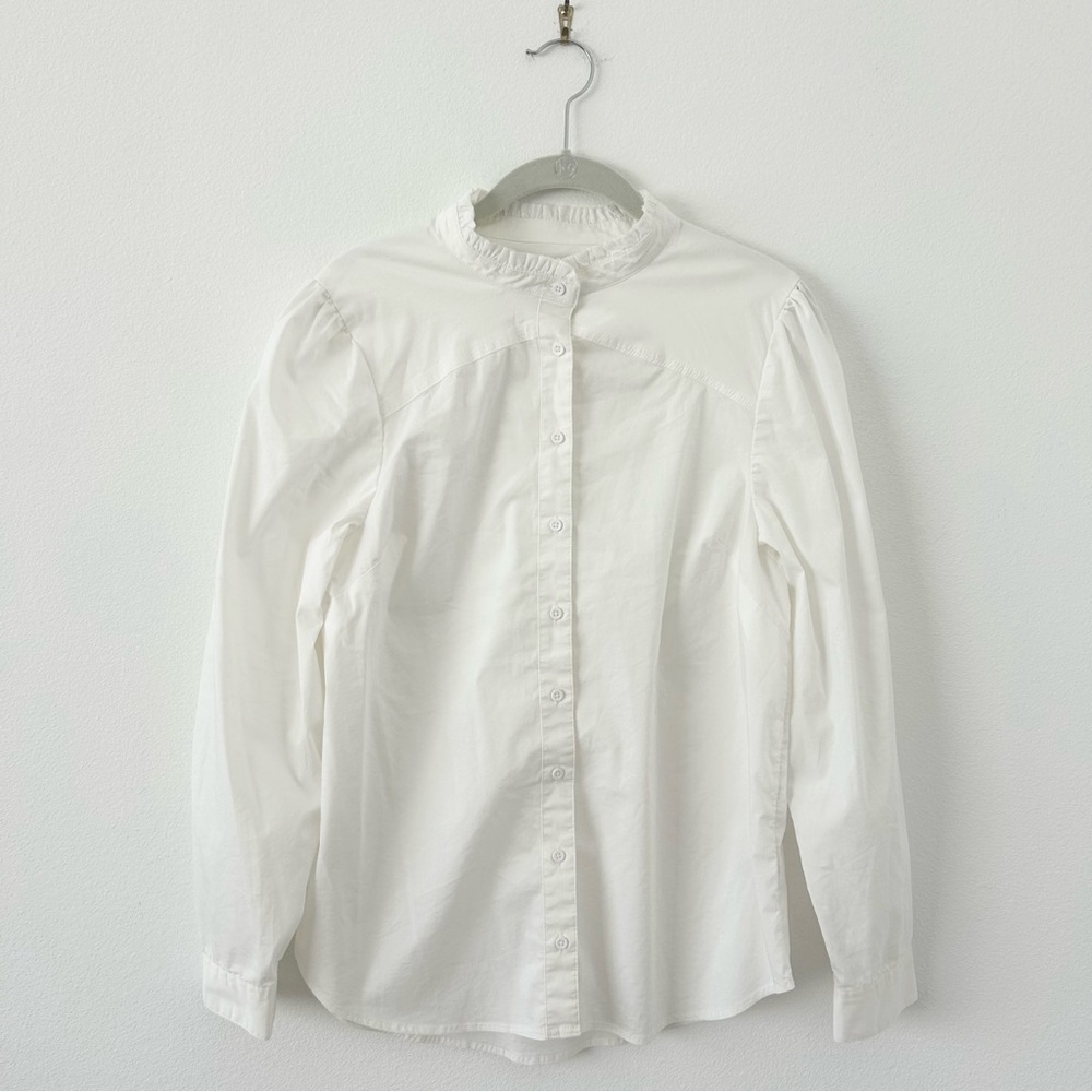 Urban Outfitters White High Neck Button Front Blouse